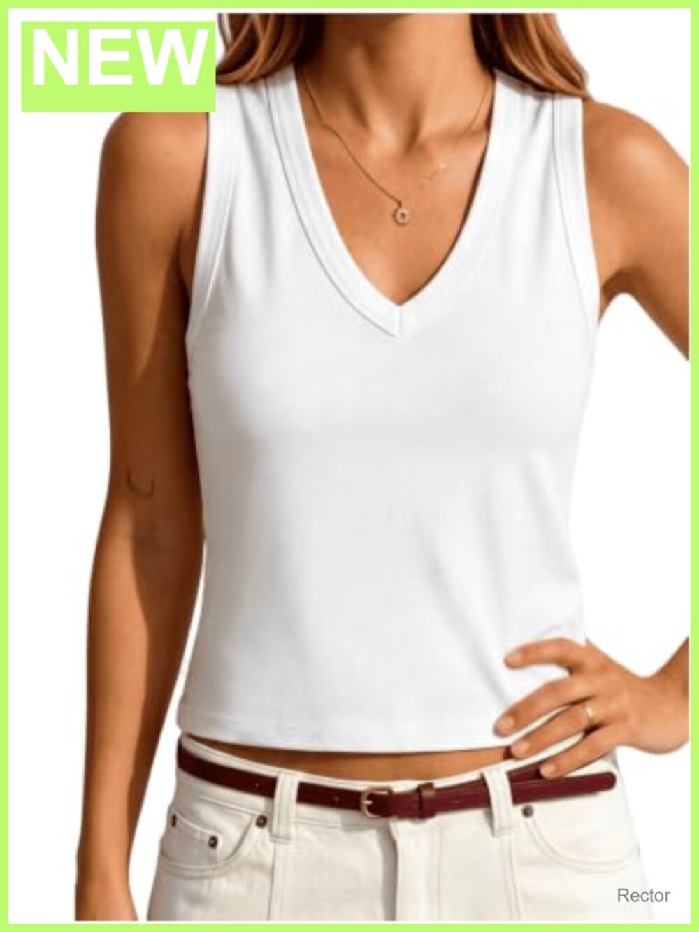 Women's V Neck Cropped Tank Top Cotton Blend Sleeveless Casual Basic Top